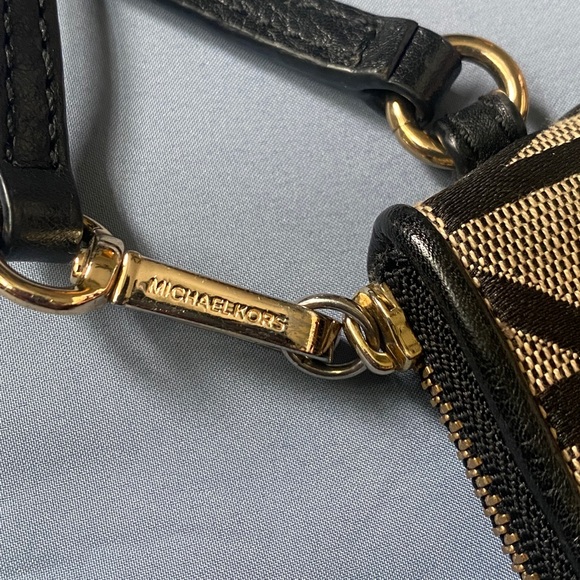 Michael Kors Monogram Logo Fabric Wristlet / Wallet - Brown / Gold - Picture 2 of 5
